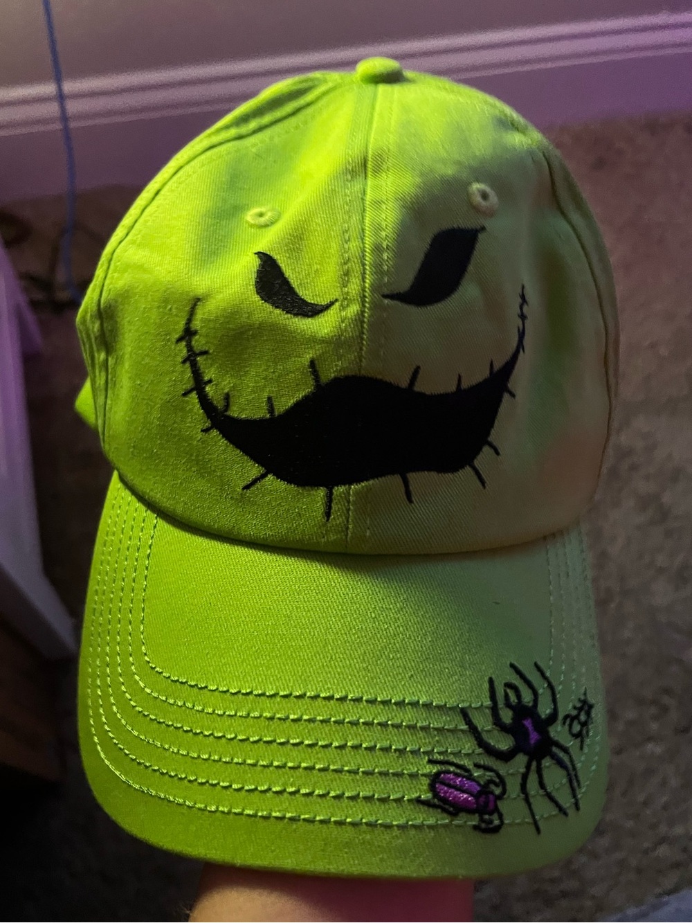 HALLOWEEN SPECIAL: Neon Green  “NBC” Disney official hat NWOT